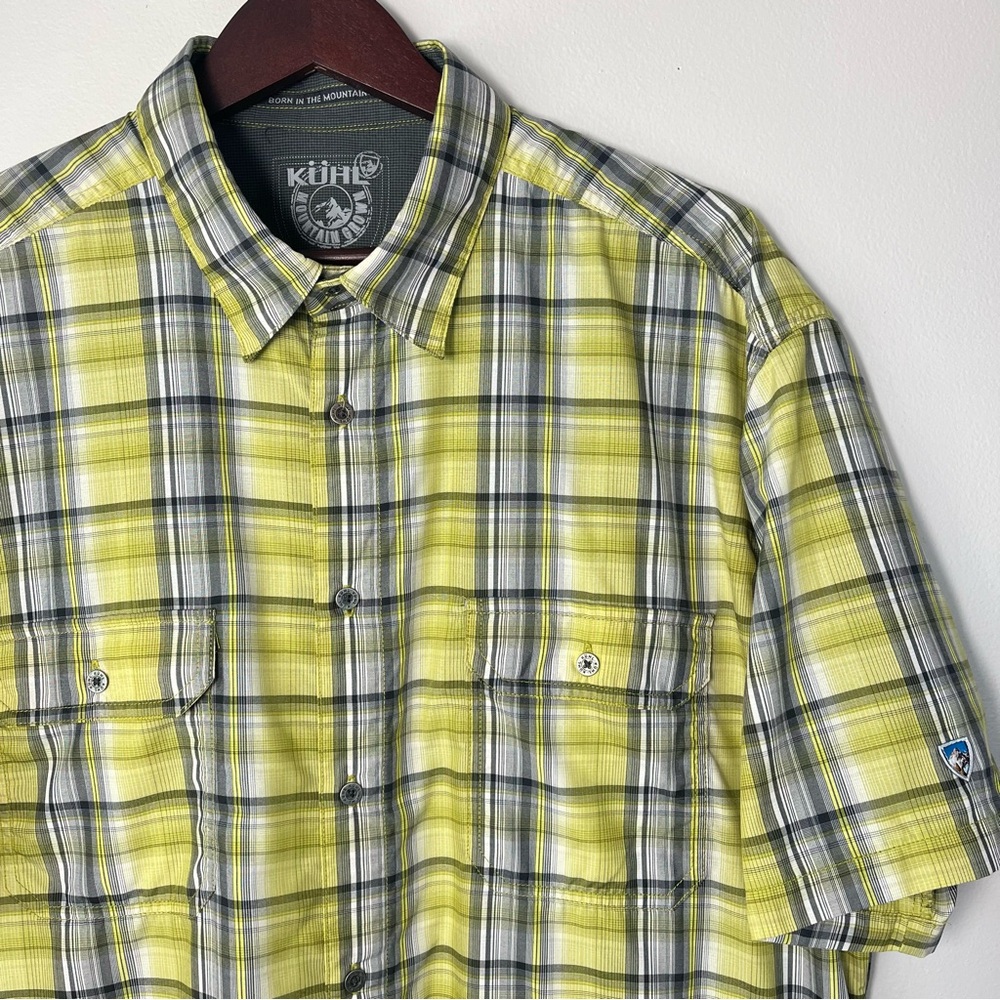 KUHL Men's XL Green Plaid ELUXUR Short Sleeve Button-Down Shirt GORPCORE Outdoor